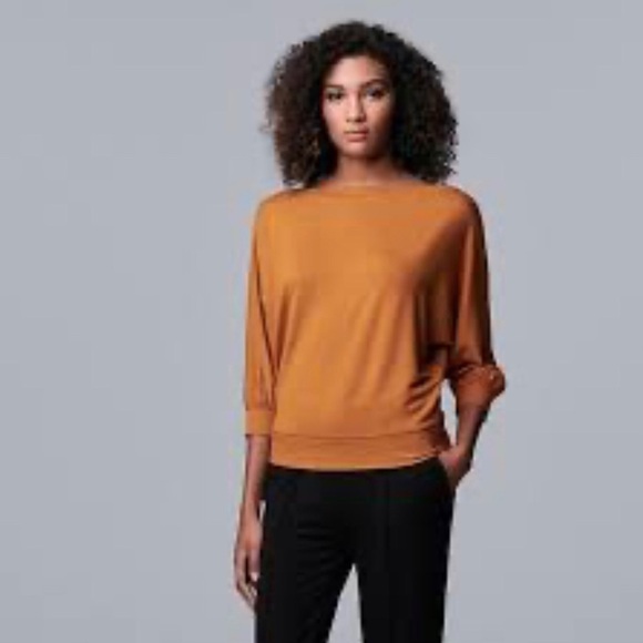 Simply Vera Vera Wang Sweaters - Simply Vera Vera Wang Dolman Sleeve Orange Boatneck Sweater Size Large